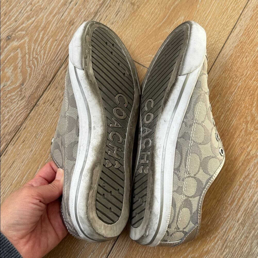 Coach Barrett Signature Canvas Slip On Sneakers Gray Silver Size 8 with Box - Picture 7 of 8